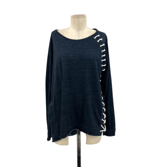 Generation Love Sweatshirt Top Long Sleeve Rope Lace-Up Navy Blue Size Medium‎ - Picture 1 of 11